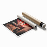 Extra large rolled print featuring a collection of vintage service vehicles in muted earth tones.