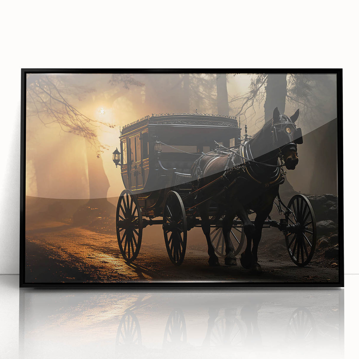 Large abstract wall art featuring mid-century modernist style vehicles in muted gray and black, framed acrylic.
