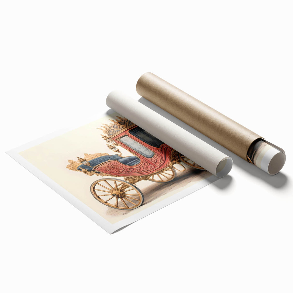 Extra large rolled print featuring a collection of service vehicles in muted colors, ideal for classy bathroom wall decor.