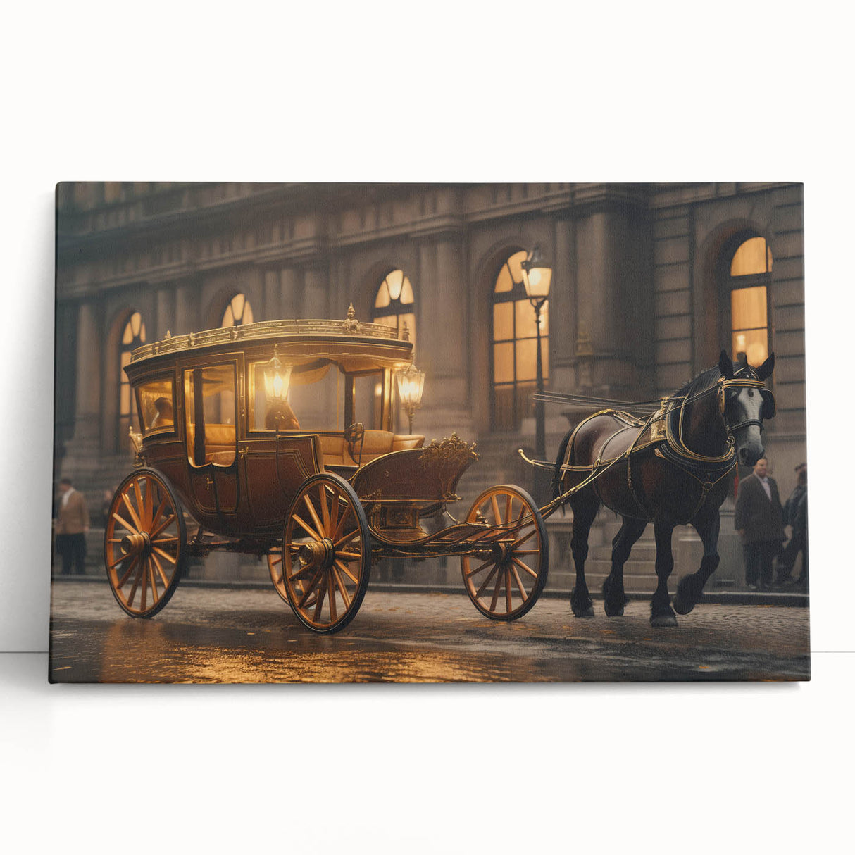 Black and white stretched canvas featuring an assortment of classic cars, ideal for kitchen wall art.