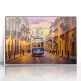 Art deco poster featuring colorful vintage cars on white acrylic, ideal for nursery wall decor.