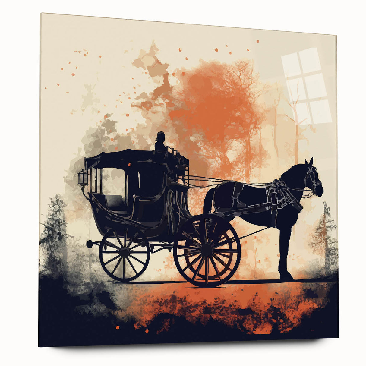 Acrylic print of a colorful abstract depiction of city transportation, ideal for bedroom or dining room art.