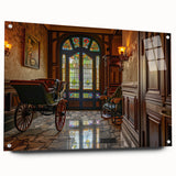 Acrylic print of assorted service vehicles in vibrant colors, ideal for bedroom or dining room decor.