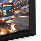 Framed canvas of colorful, textured vehicles on a black background, ideal for extra large living room wall art.