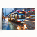 Black and white stretched canvas featuring a collection of service vehicles, ideal for kitchen wall art.