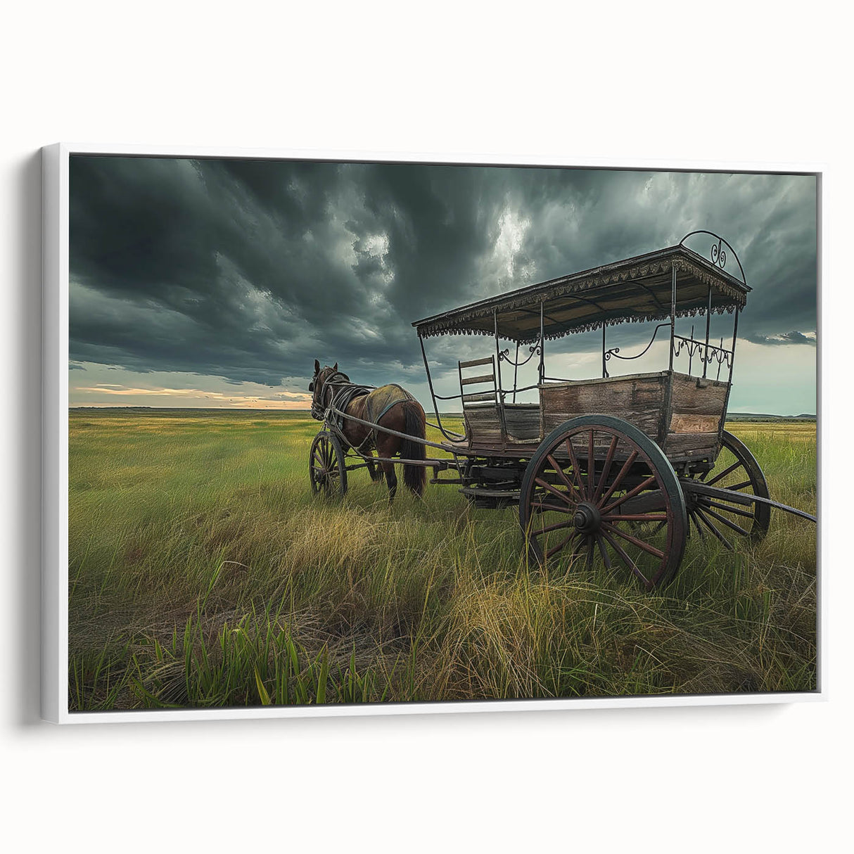 Vintage poster art of colorful service vehicles on a black background, framed canvas, ideal for living room decor.