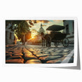 Extra large wall art on rolled canvas featuring a collection of detailed service vehicles in muted colors.