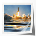 Rolled print of a spacecraft collection in muted metallic tones, suitable as art wall dining room decor.