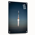 Acrylic print of a spacecraft in black and gray tones, suitable for modern bedroom or dining room decor.
