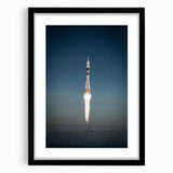 Abstract spacecraft design in vibrant colors on a large textured canvas, ideal for living room decor.