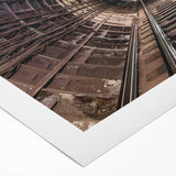 Art Deco poster of a vintage subway, in muted earth tones, on rolled canvas, suitable for dining room decor.