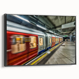 Black and white framed canvas of a vintage subway landscape, ideal for bedroom wall art.