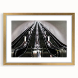 Extra large abstract art print depicting a textured subway scene in gold frame, ideal for living room decor.