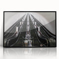 Large abstract wall art featuring a subway motif in black and white, framed in acrylic, suitable for modern decor.