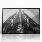 Large abstract wall art featuring a subway motif in black and white, framed in acrylic, suitable for modern decor.
