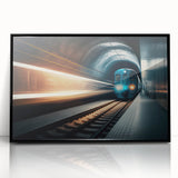 Large abstract wall art depicting a stylized subway map in black and white, framed in black acrylic.