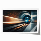 Rolled print of a subway in muted gray tones, ideal for modern dining room decor.