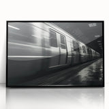 Large abstract wall art featuring a stylized subway design in muted gray and black tones on a framed acrylic.