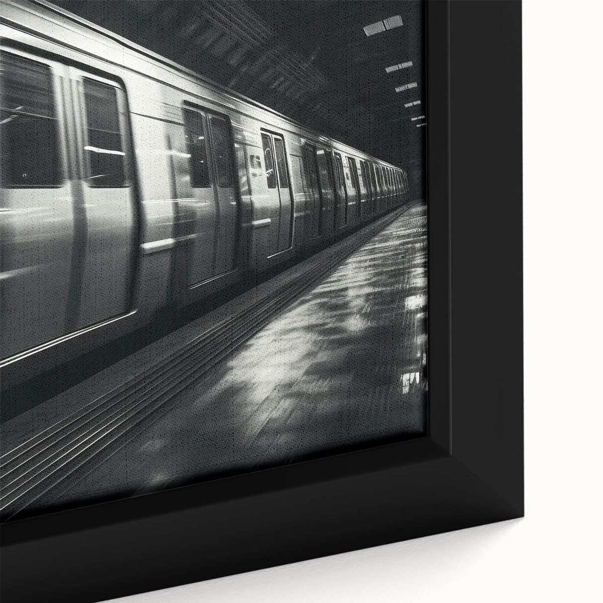 Extra large framed canvas featuring a textured, colorful abstract subway design in black, ideal for living room decor.