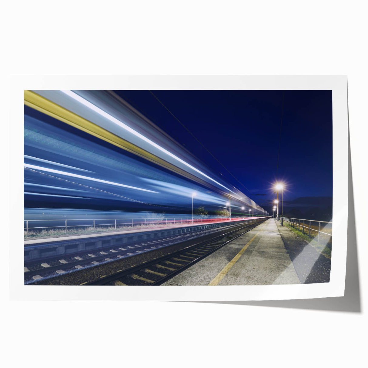 Rolled print of a vintage train in muted earth tones, ideal for art wall dining room.