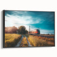 Side view of a vintage train in black and white on framed canvas, suitable for bedroom wall decor.