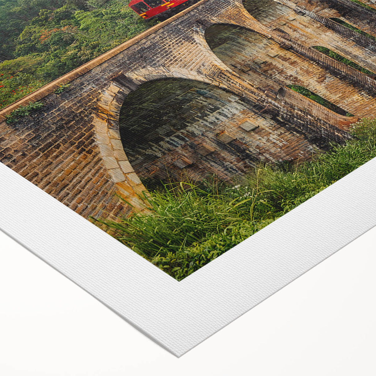 Art deco poster featuring a vintage train in muted grays and blues on rolled canvas, suitable for dining room decor.