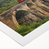 Art deco poster featuring a vintage train in muted grays and blues on rolled canvas, suitable for dining room decor.