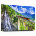 Side view of a train depicted in large abstract style on acrylic glass, featuring vibrant hues.