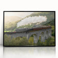 Large abstract wall art featuring a mid-century modernist train design in black and white tones on framed acrylic.