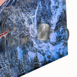 Large abstract wall art featuring a train in mid-century modernist style with vibrant hues on acrylic glass.