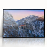 Large abstract wall art featuring a train in mid-century modernist style.