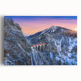 Black and white photo of a vintage train on stretched canvas, suitable for kitchen wall art.