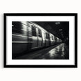 Abstract art print of a colorful, textured train on a black framed canvas, ideal for extra large wall art in a living room.