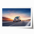 Extra large rolled print featuring a collection of vintage trucks in muted earth tones, ideal for art wall dining room.