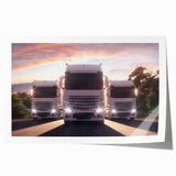 Rolled print of a vintage truck in muted earth tones, ideal for art wall dining room.