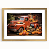 Extra large abstract art print of trucks in textured gray and gold tones on a framed canvas, ideal for living room decor.