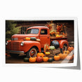 Extra large rolled print featuring a detailed illustration of vintage trucks in muted earth tones.
