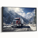 Black and white framed canvas of vintage trucks in a row, ideal for bedroom wall decor.