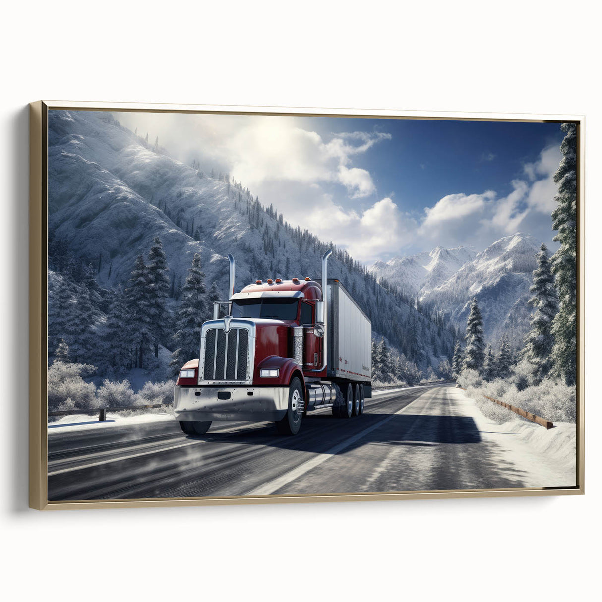 Framed canvas featuring a side view of vintage trucks in black, ideal for bedroom wall art.