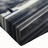 Black and white landscape art painting of trucks on canvas, ideal for bedroom decor.