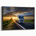 Black and white framed canvas featuring a vintage truck, ideal for bedroom wall decor in a minimalist style.