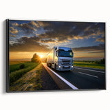 Black and white framed canvas featuring a vintage truck, ideal for bedroom wall decor in a minimalist style.