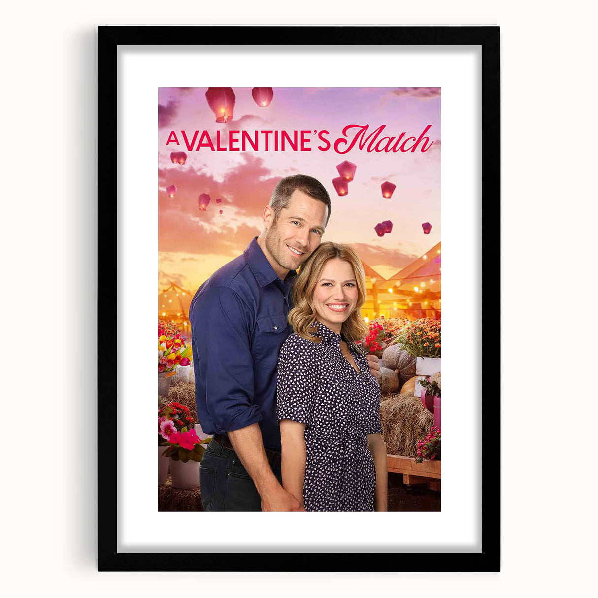 2020s Vintage Movie Poster - A Valentine's Match Retro Film Art