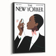 Elegant New Yorker Poster - Woman with Pink Flowers Wall Art