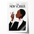Elegant New Yorker Poster - Woman with Pink Flowers Wall Art