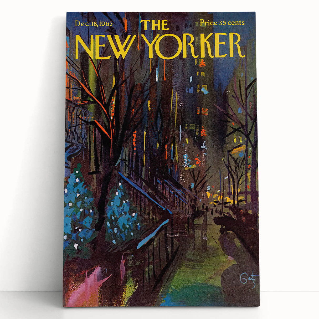 New Yorker December 18, 1965 – Vibrant Winter Cityscape Art Print