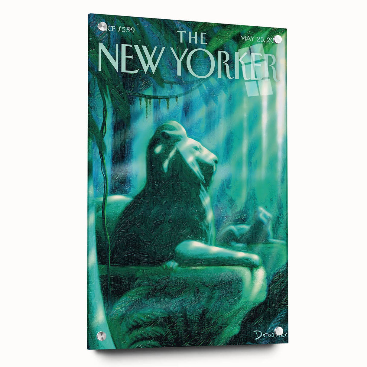 New Yorker Poster - 2011 Lion Statue in Waterfall Art Print