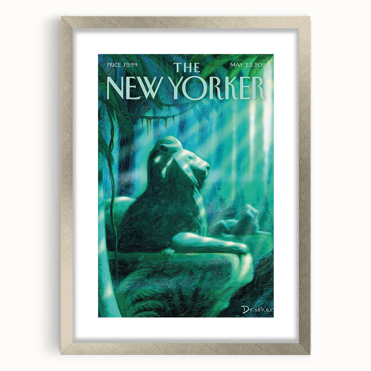 New Yorker Poster - 2011 Lion Statue in Waterfall Art Print