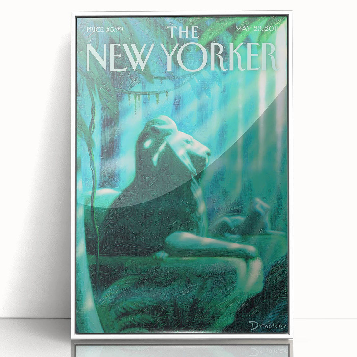 New Yorker Poster - 2011 Lion Statue in Waterfall Art Print