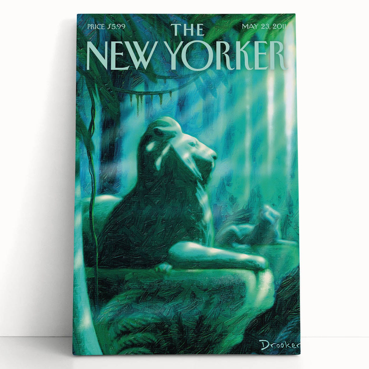 New Yorker Poster - 2011 Lion Statue in Waterfall Art Print